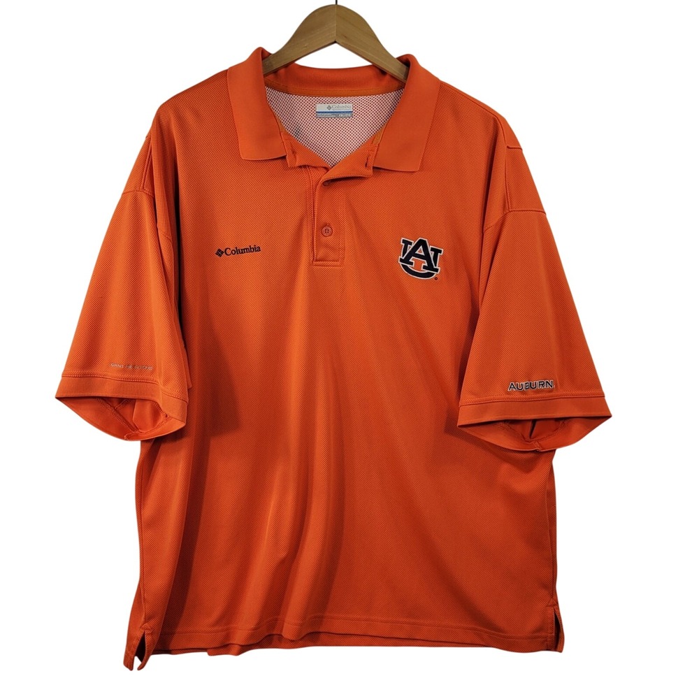AU Auburn Tigers Columbia PFG Polo Shirt Men XXL Orange NCAA Fishing Performance